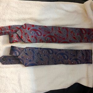 One red paisley and one blue Paisley men's tie, long